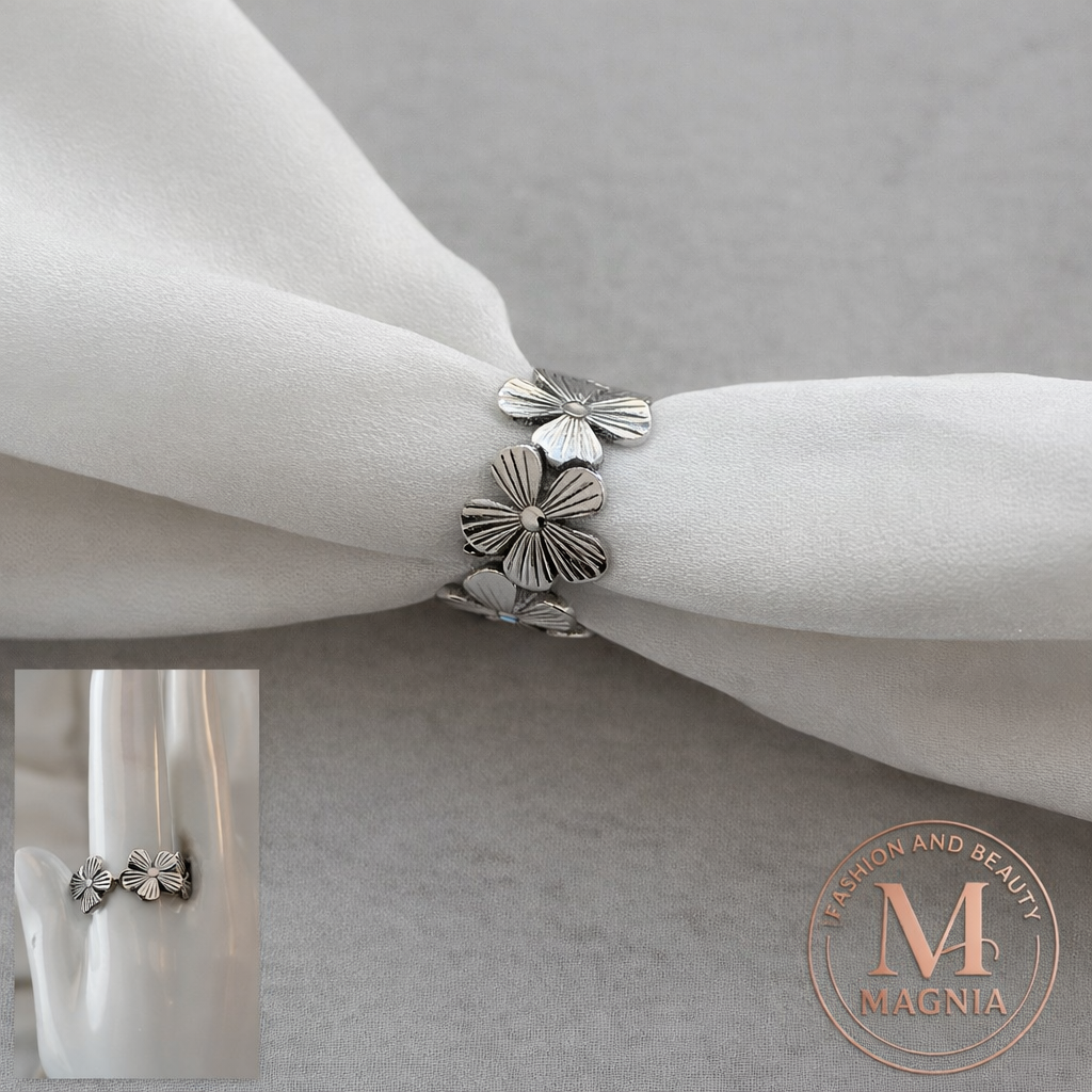 ANILLO FLOR PLATEADO